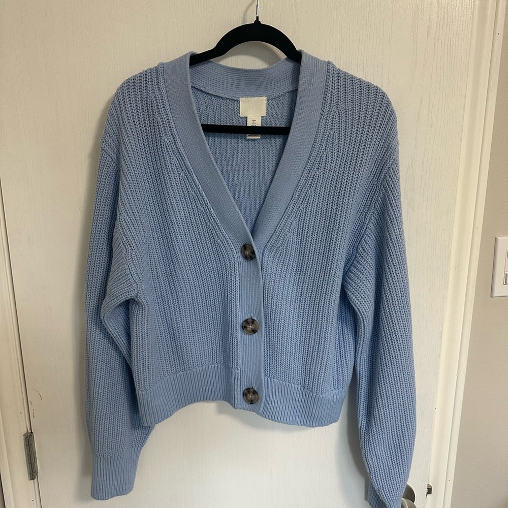 H&M blue knit cardigan